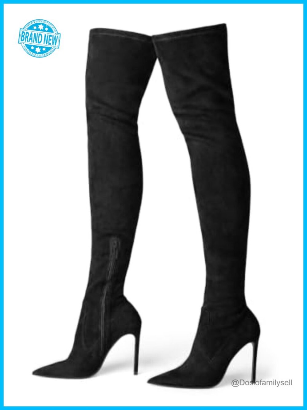 Womens Over The Knee Boots Faux Suede Stiletto Heel Pointed Toe Thigh High